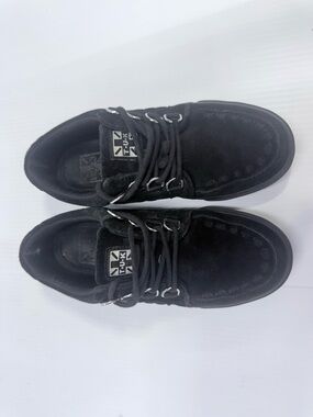 TUK Creepers Womens 5 Black Velvet Skull Bone Sole Goth Punk Shoes